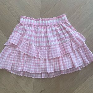 LoveShackFancy Pink Checkered Skirt in Size Petite